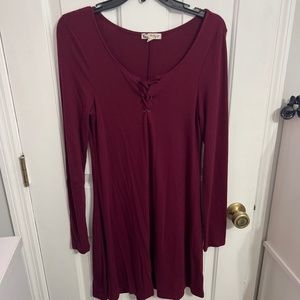 Maroon midi long sleeve dress